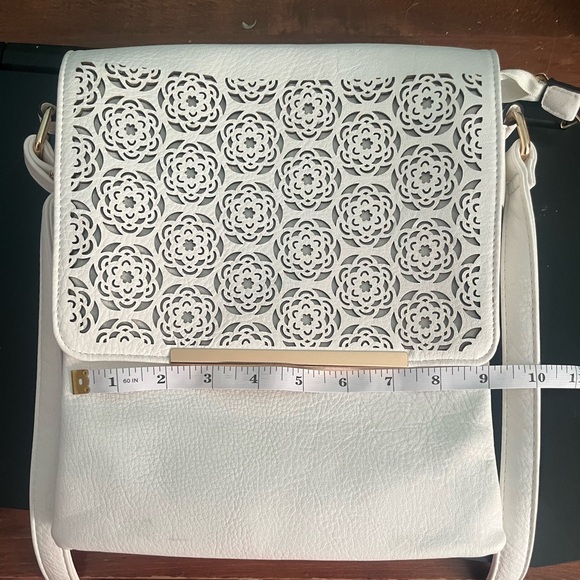 Bosalina Perforated Style Crossbody Bag Purse White - Picture 12 of 13